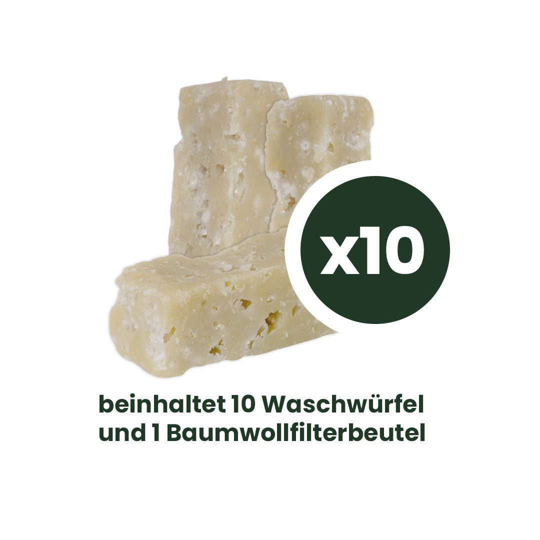 10 Waschwürfel, 1 Verpackung, 1 Filterbeutel