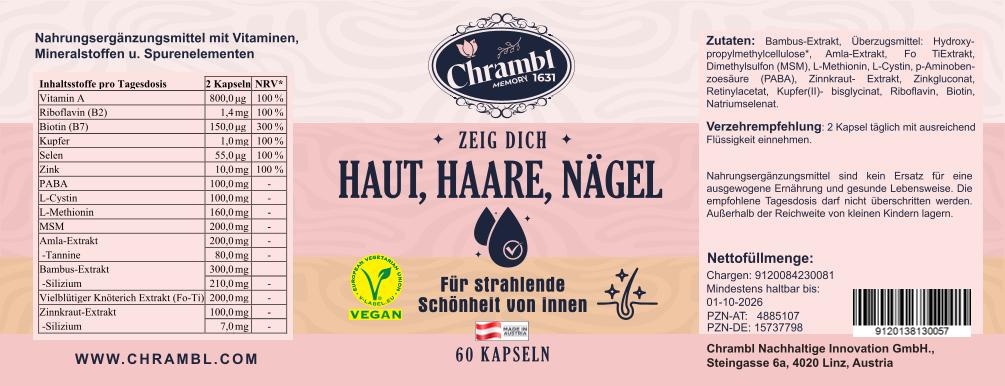 Haut, Haare, Nägel "Zeig Dich" - 60 Kapseln für strahlende Schönheit von innen. - Chrambl