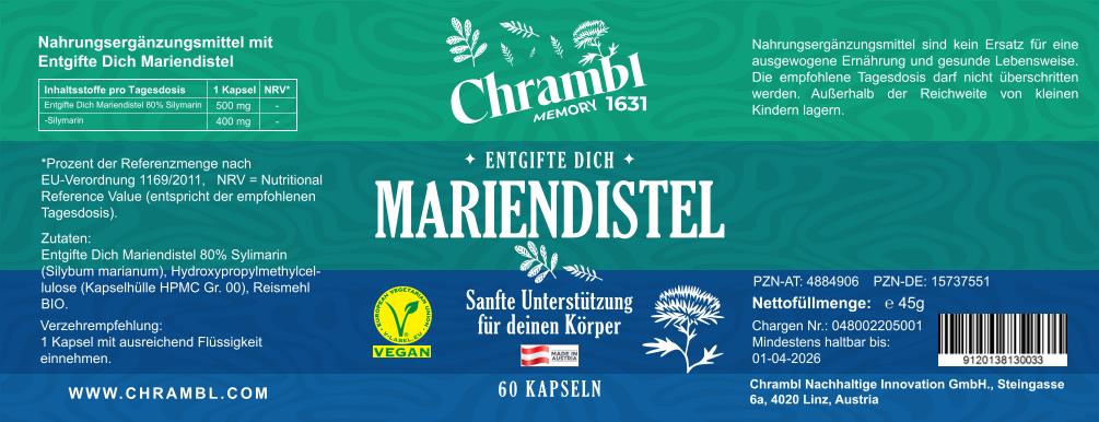Mariendistel "Entgifte Dich" - 60 Kapseln. Sanfte Unterstützung für deinen Körper - Chrambl