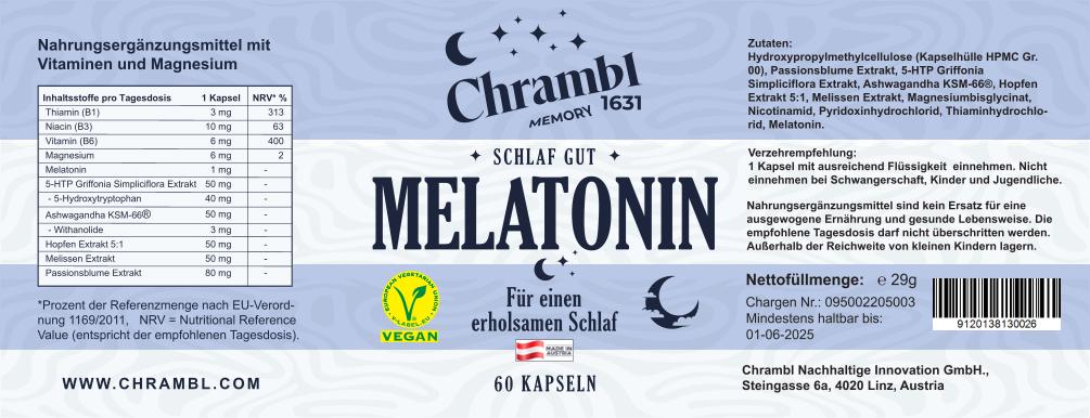 Melatonin "Schlaf gut" 60 Kapseln für einen erholsamen Schlaf - Chrambl