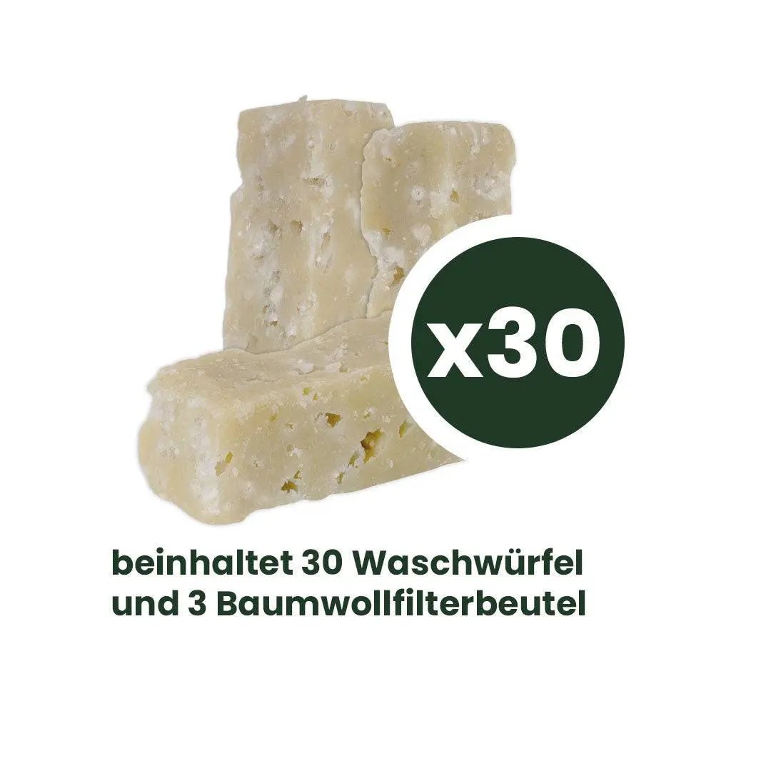 Vorratspaket Chrambl® 2in1 – 30 Multi-Wasch-Würfel für bis zu 150 Waschgänge mit Baumwollfilterbeutel – Chrambl