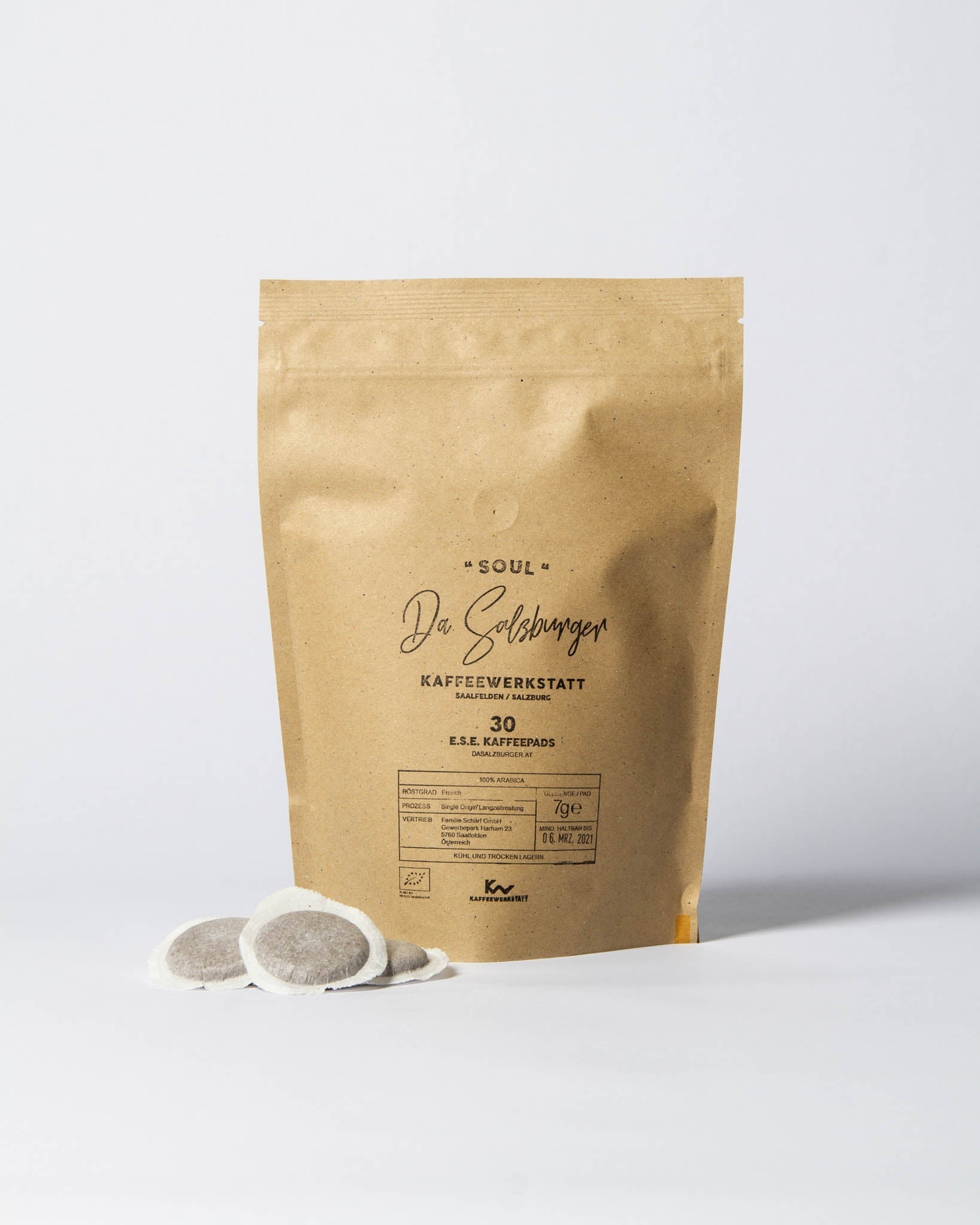 Bio ESE Pads - Da Salzburger Kaffee "Soul" (100% BIO Arabica Kaffee / 30 Stück) - Chrambl