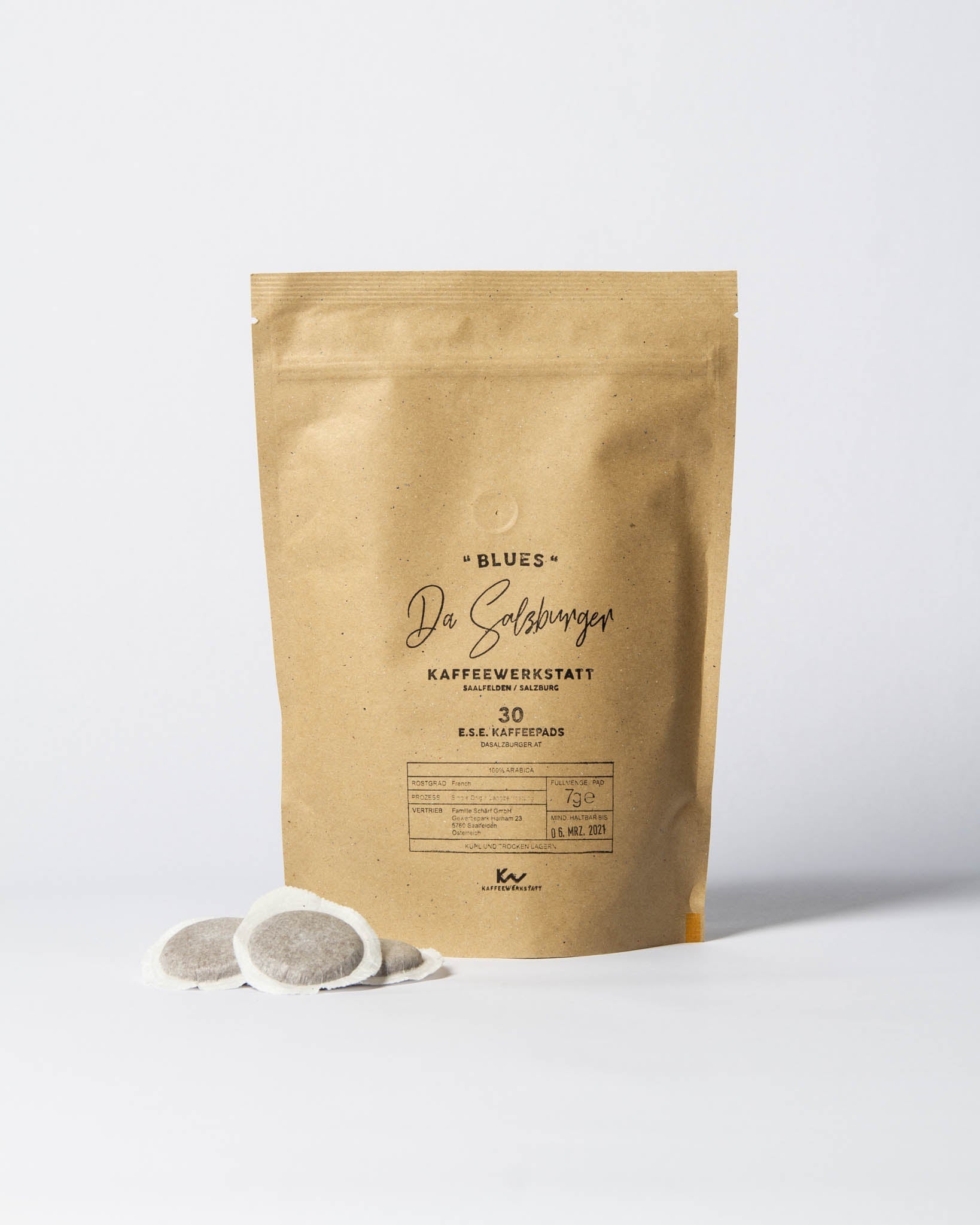 ESE Pads - Da Salzburger Kaffee "BLUES" (100% Arabica Kaffee / 30 Stück) - Chrambl