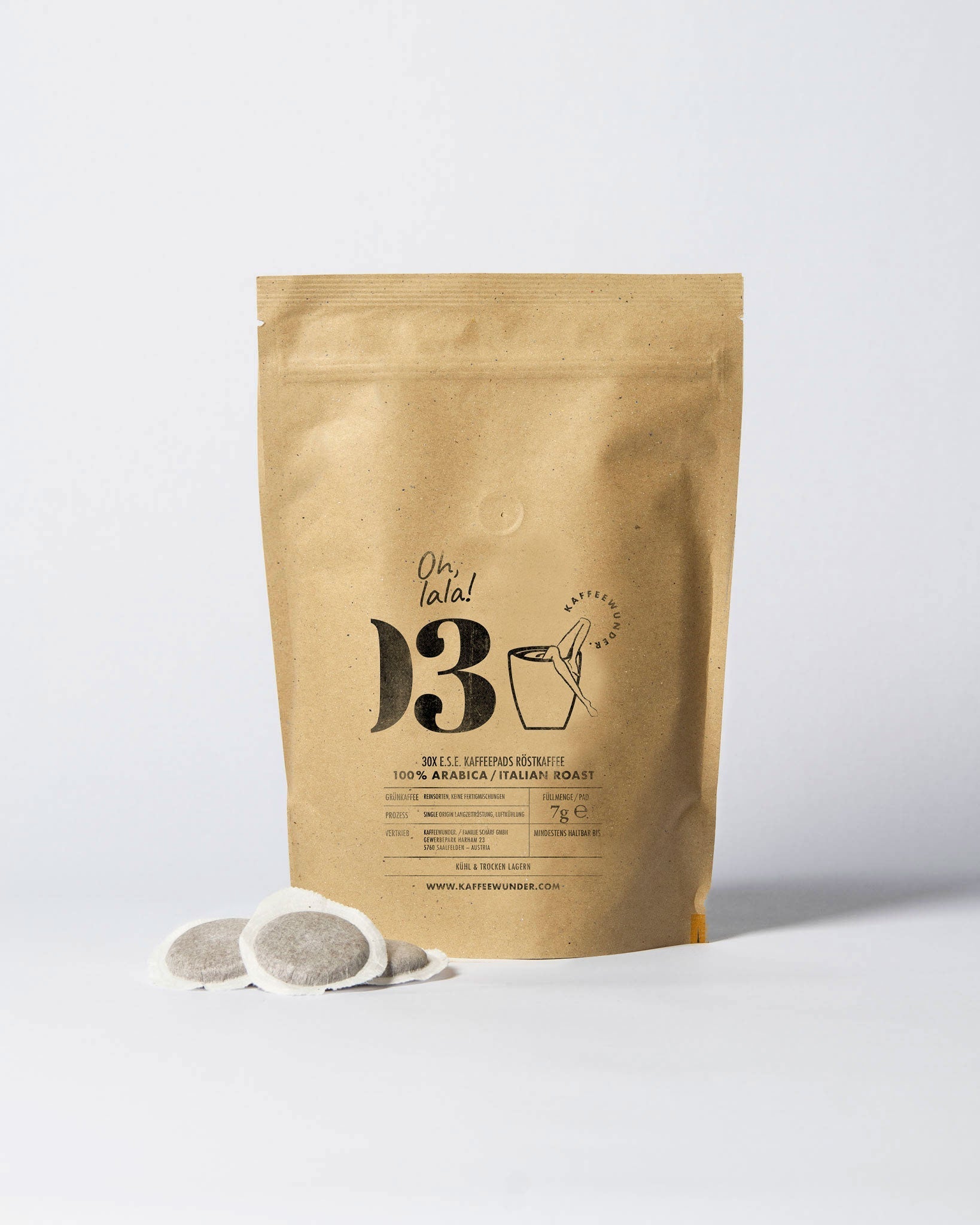 Kaffeewunder® ESE Pads Nr.03 – 100% Arabica, 44mm, 30 Stück - Chrambl