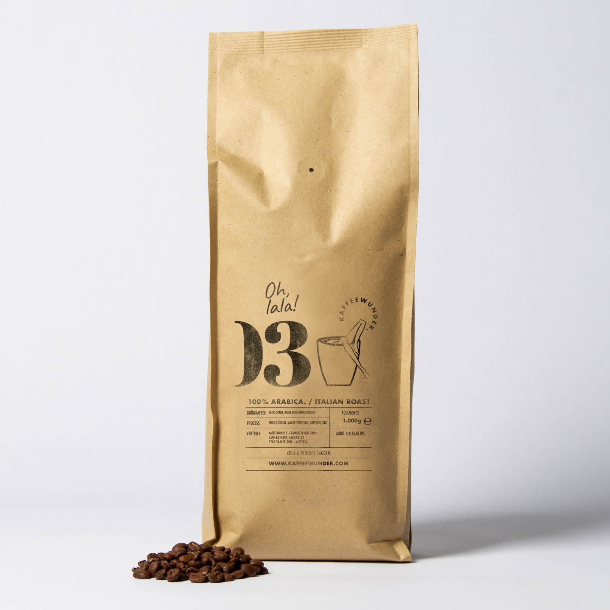 Kaffeewunder® Nr. 03 – 100% Arabica Kaffeebohnen / Italian Roast / 1kg - Chrambl