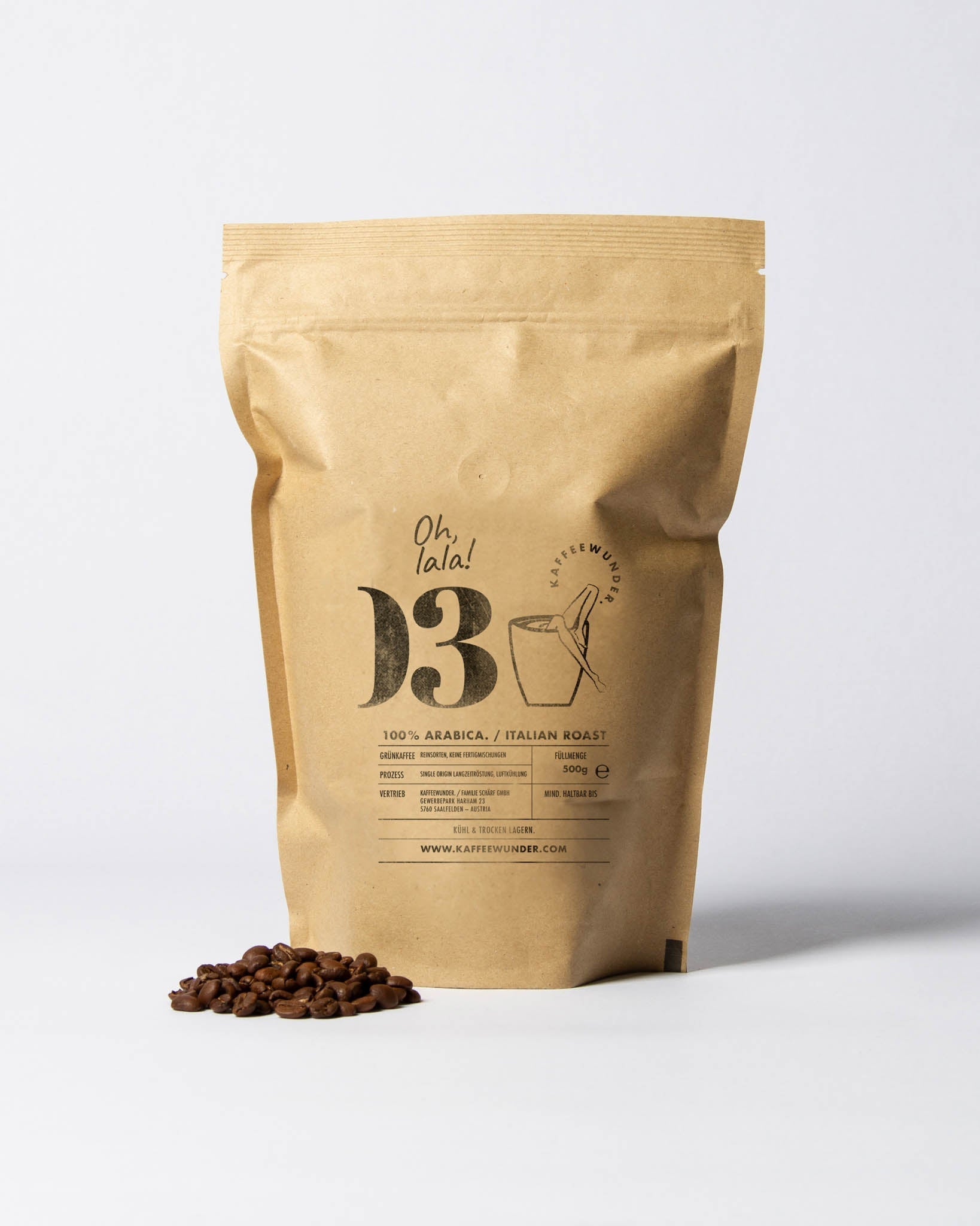Kaffeewunder® Nr. 03 – 100% Arabica Kaffeebohnen / Italian Roast / 500g - Chrambl