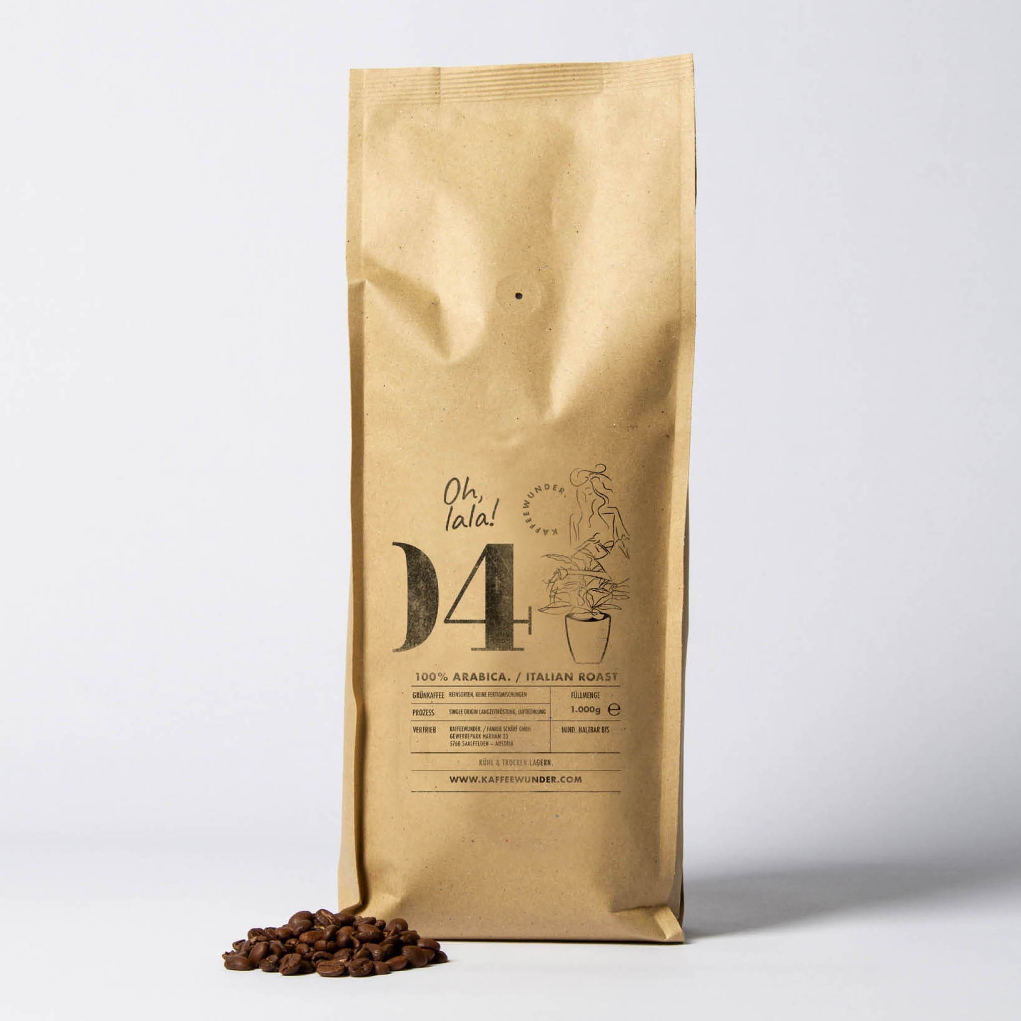 Kaffeewunder® Nr. 04 – 100% Arabica Kaffeebohnen / Italian Roast / 1kg - Chrambl
