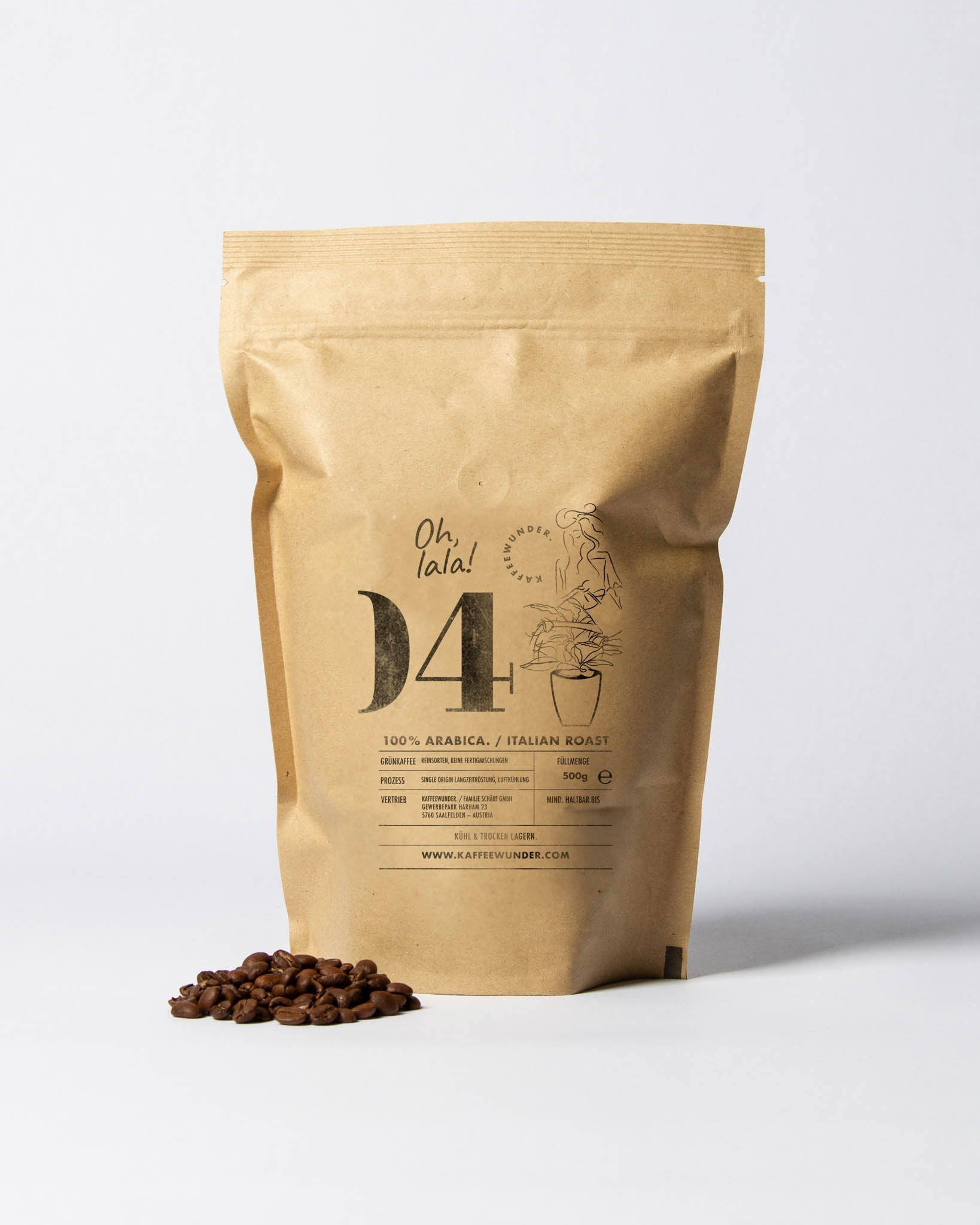 Kaffeewunder® Nr. 04 – 100% Arabica Kaffeebohnen / Italian Roast / 3er Blend / 500g - Chrambl