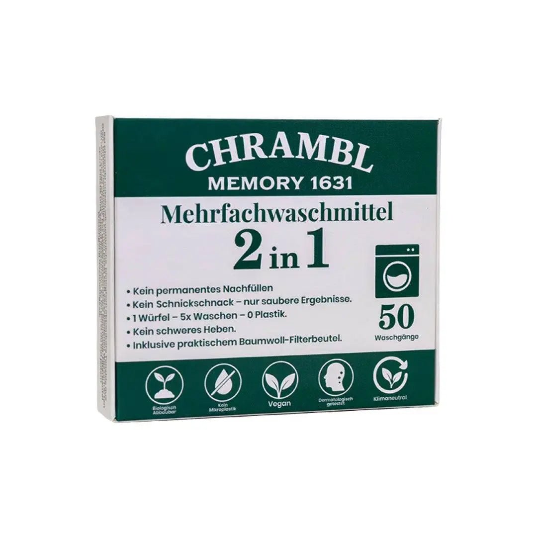 Starterpaket Chrambl® 2in1 – 10 Multi - Wasch Würfel für bis zu 50 Waschgänge mit Baumwoll - Filterbeutel - Chrambl